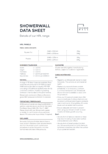 Showerwall HPL datasheet