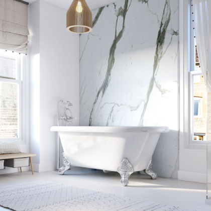 Bianco Carrara Showerwall in a bathroom