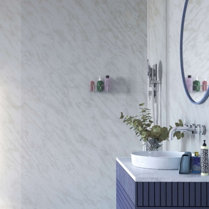 Carrara Marble Showerwall in a bathroom