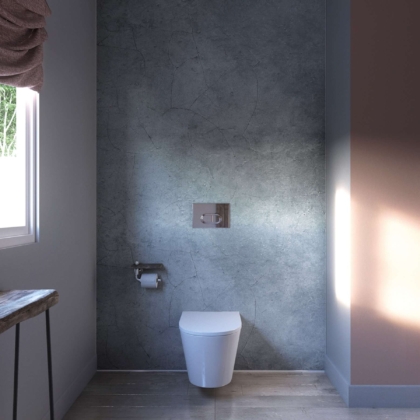 Cracked Grey Showerwall in a bathroom