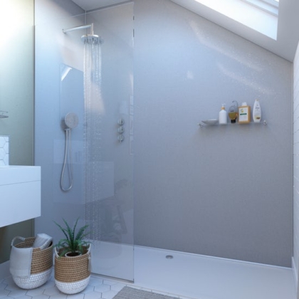 White Sparkle Showerwall in a bathroom